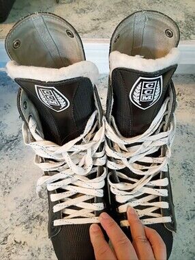 CCM Black and White Hockey Skates with Fleece Collar Size 10